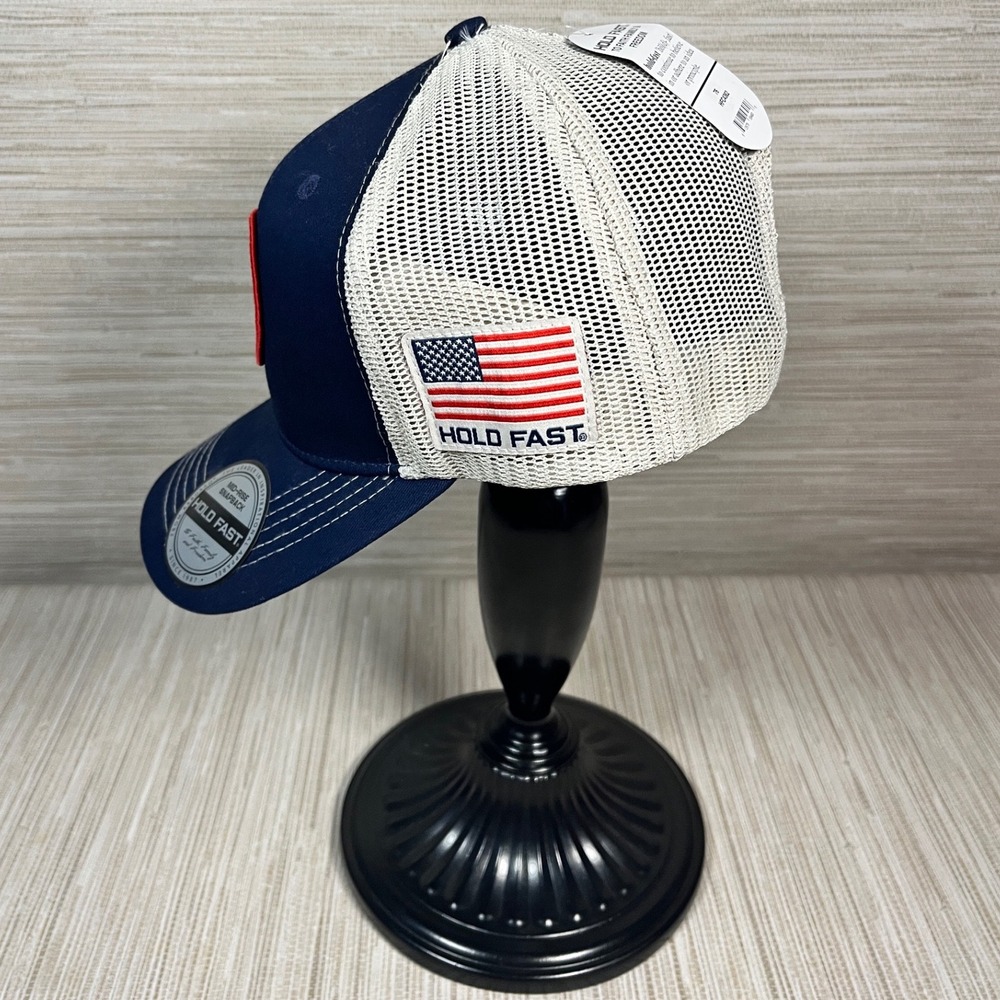 Hold Fast Mens 76 2 Cor 3:17 Patriotic Christian Snapback Trucker Hat Navy Faith - Picture 2 of 9